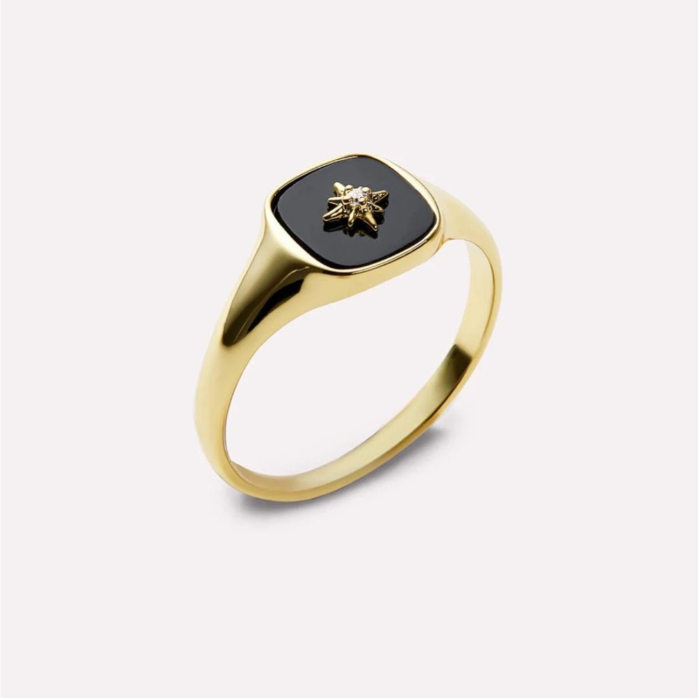 NIB Ana Luisa onyx gold signet ring
